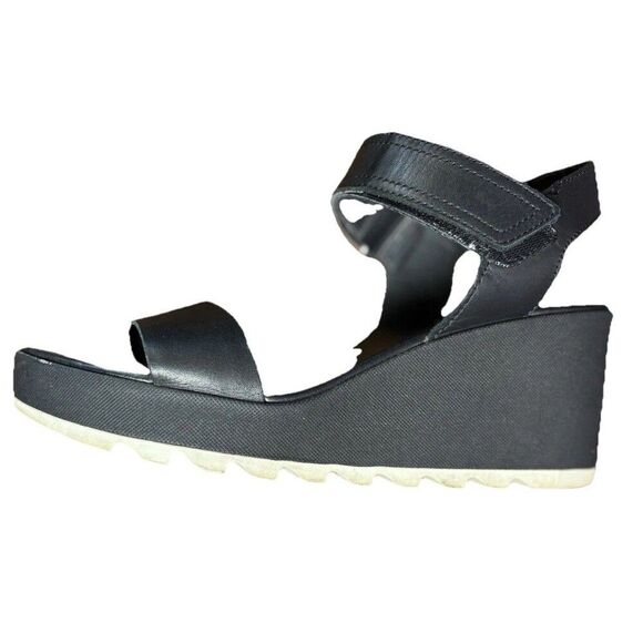 Sorel Cameron Wedge Sandal Women’s Size 10 Black Leather Classic Espadrille - Picture 6 of 12